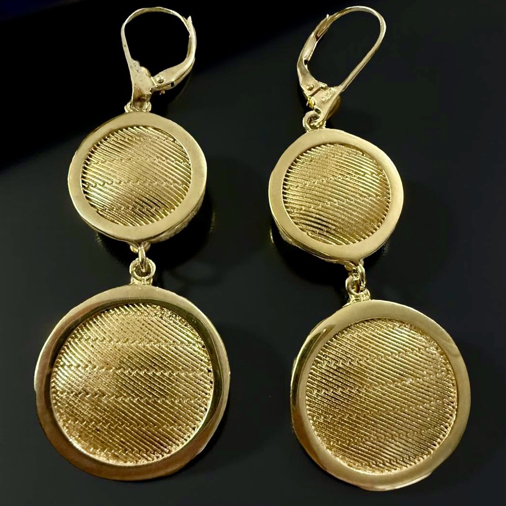 18k Gold Over Sterling Silver Wickerwork Design Dangle Earrings